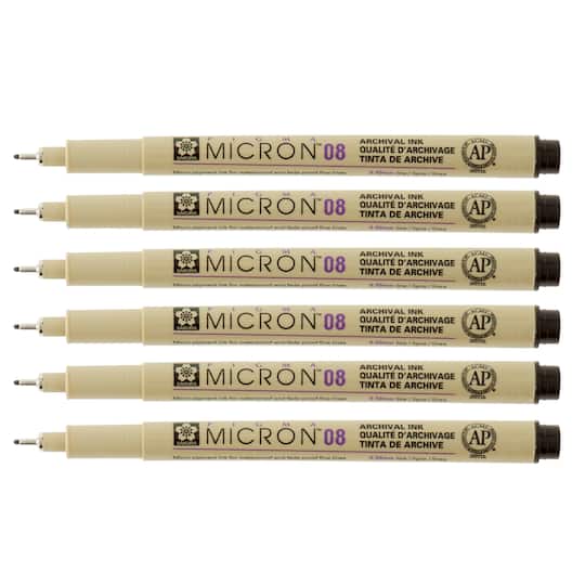 6 Packs: 6 ct. (36 total) Pigma&#xAE; Micron&#x2122; 08 Fine Line Black Pens